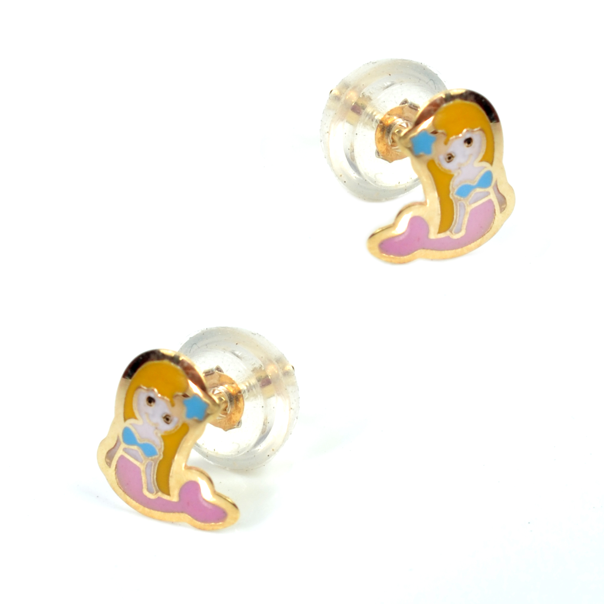 ΣΚΟΥΛΑΡΙΚΙΑ Γοργόνες Κ9 Κίτρινο Χρυσό με Σμάλτο 09E-0008-BJ - 